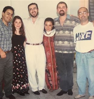 1987, los primeros amigos en Campeche: Rodrigo León, Diana Lara, Giussepe Zaffaroni, Verónica Lara, Alejandro y Giampiero Aquila.